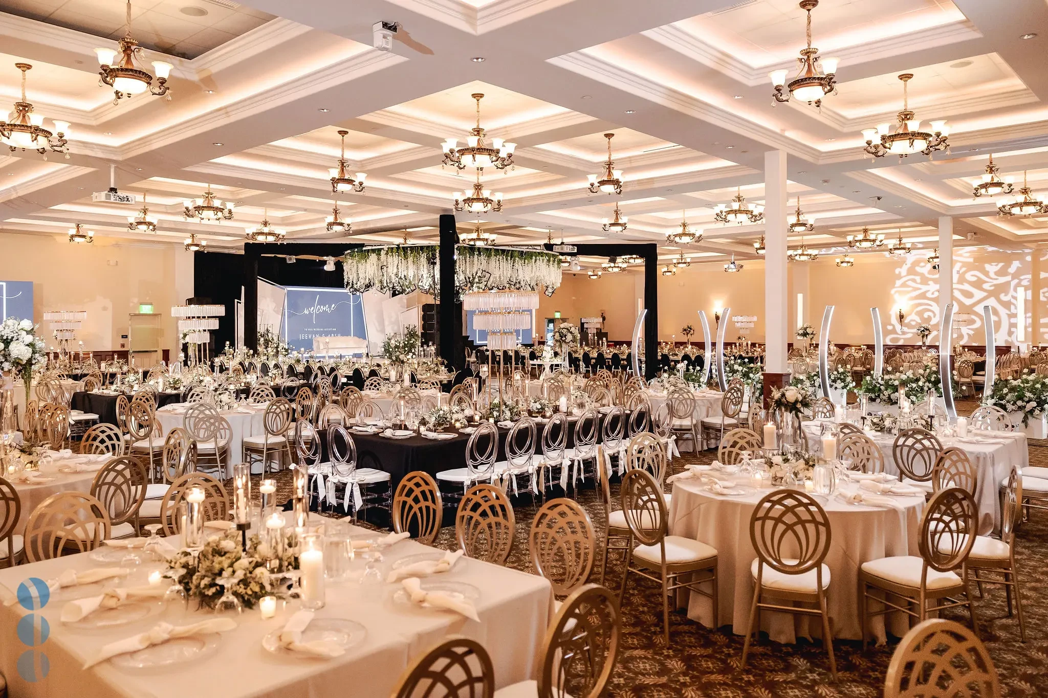 Sunrise Event Center — grand ballroom with gold chairs