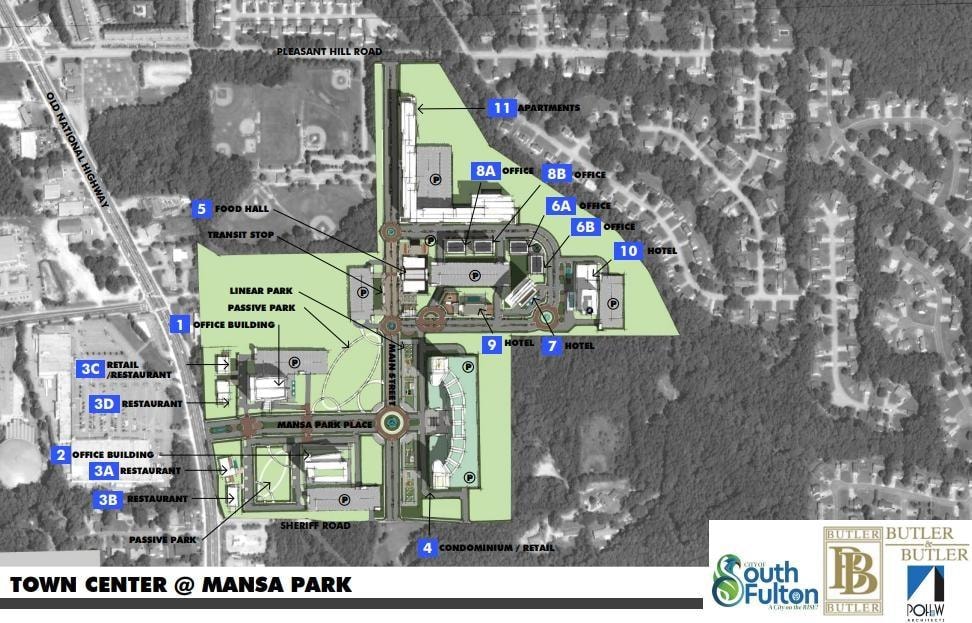 Town Center at Mansa Park labeled site plan